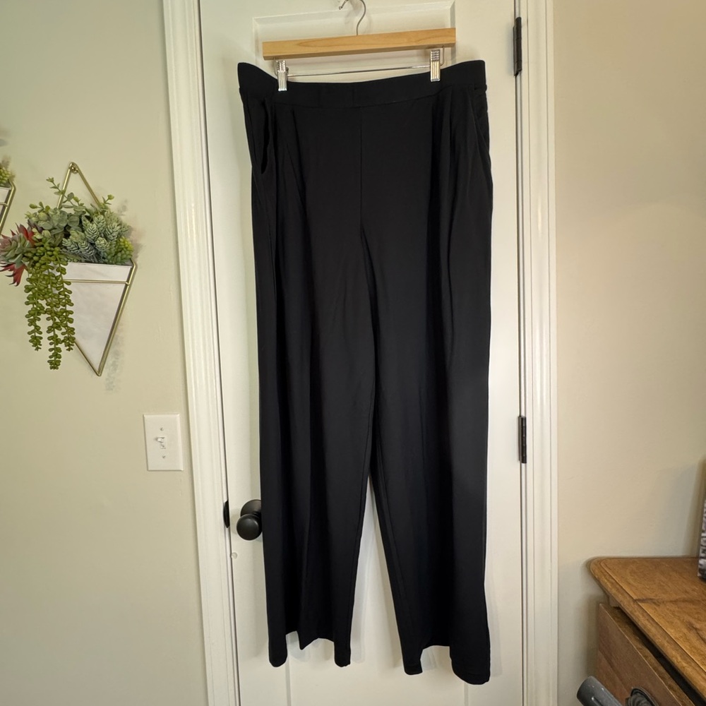 Garnet Hill Black Wide Leg Trouser Pants